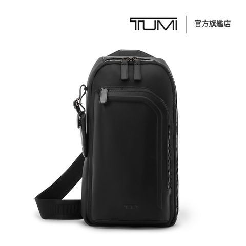 TUMI Harrison Gregory 休閒通勤皮革單肩背包 - 亮黑