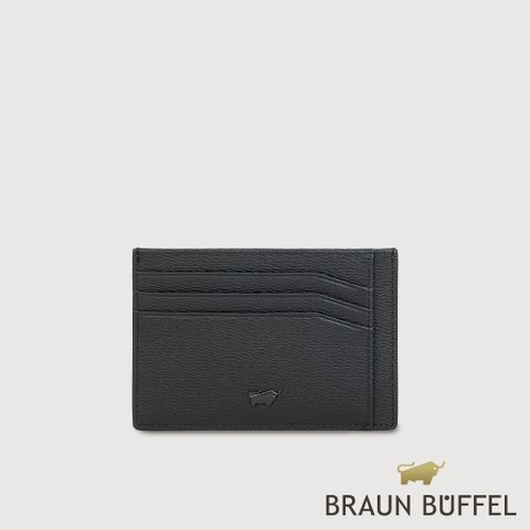 【BRAUN BUFFEL 德國小金牛】台灣總代理 斯萊特-A 卡夾-黑色/BF565-151-BK