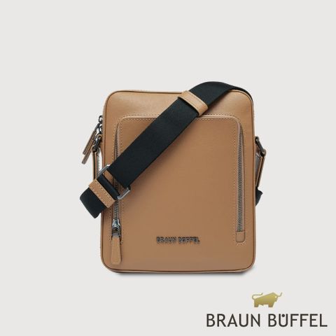 【BRAUN BUFFEL 德國小金牛】台灣總代理 維克多-D 直式斜背包-淺棕/BF512-17-CS