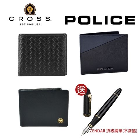 超特惠★送鋼筆[CROSS] POLICE 雙品牌周年慶 頂級NAPPA小牛皮短夾 ▼原售13,000