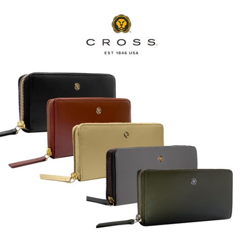 CROSS 頂級小牛皮維納斯拉鍊長夾 全新專櫃展示品 禮盒包裝 送品牌提袋(多色選)