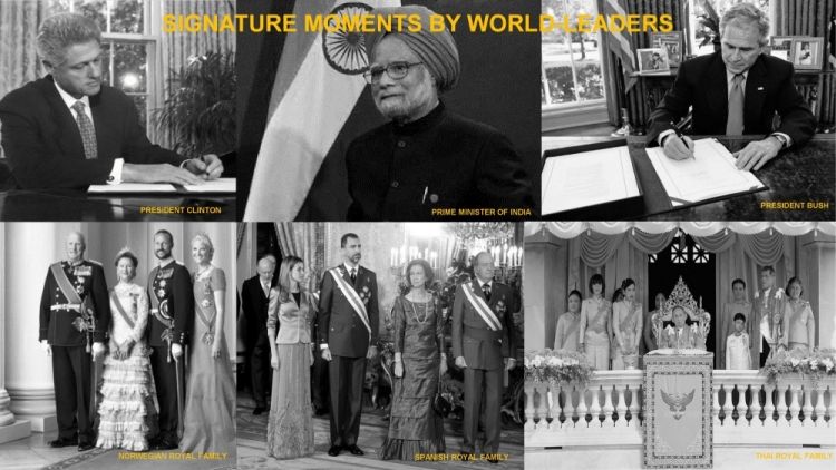 EIGNATURE  BY PRESIDENT PRESIDENT BUSHPRIME MINISTER OF INDIANORWEGIAN     ROYAL FAMILY