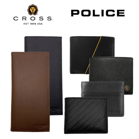 品牌聯合慶CROSS x POLICE 頂級小牛皮男用短夾/長夾 全新專櫃展示品(贈禮盒包裝+品牌提袋)