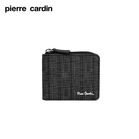 Pierre Cardin 皮爾卡登 輕旅拉鍊短夾-黑