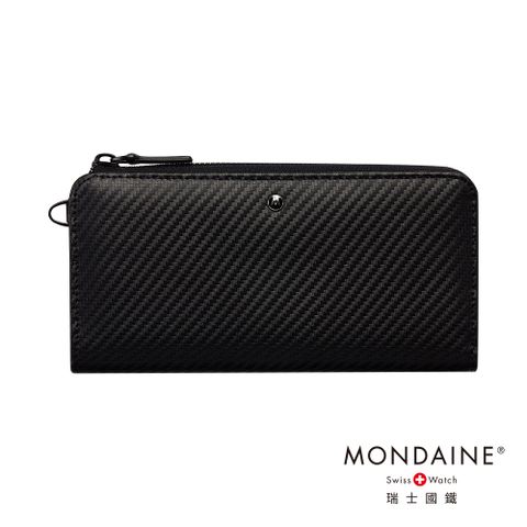 MONDAINE 瑞士國鐵RFID 8卡拉鍊長夾-碳纖維紋