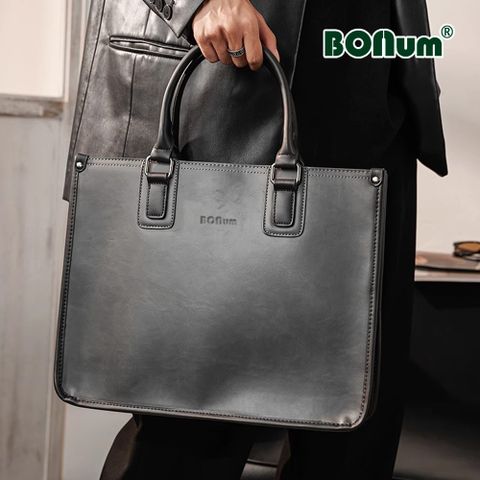 【BONum 博紐】韓版瘋馬皮方形輕商務筆電公事包公事包