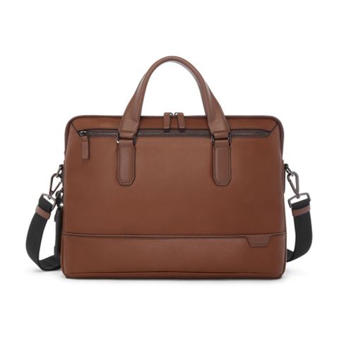 TUMI Harrison Sycamore 14 吋筆電輕巧商務皮革公事包 - 牛皮棕