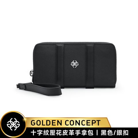 【Golden Concept】 SAFFIANO LEATHER小牛皮手拿包-銀扣