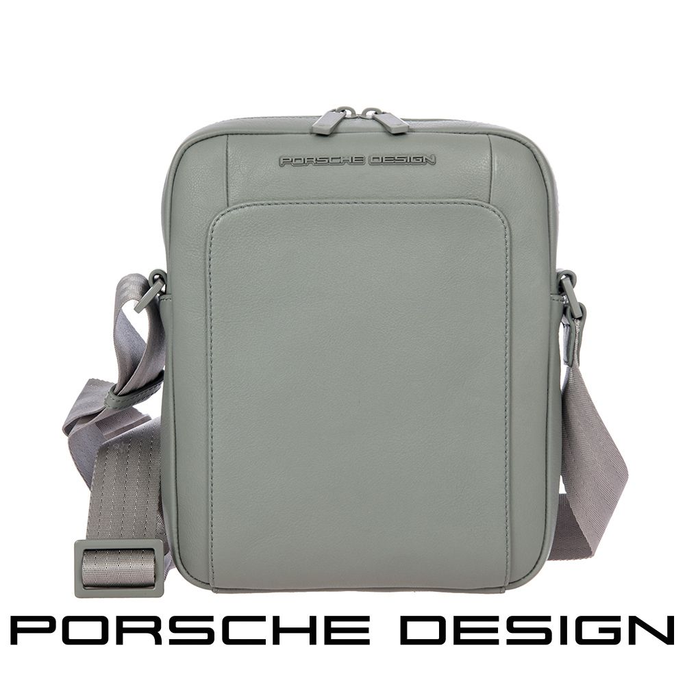 PORSCHE DESIGN 保時捷  限量3折 德國頂級小牛皮肩背包斜背包 全新專櫃展示品(灰色 OLE1510GRY)