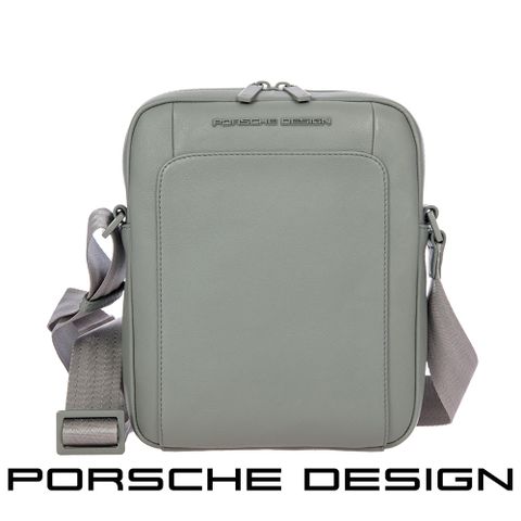 PORSCHE DESIGN 保時捷 限量3折 德國頂級小牛皮肩背包斜背包 全新專櫃展示品(灰色 OLE1510GRY)