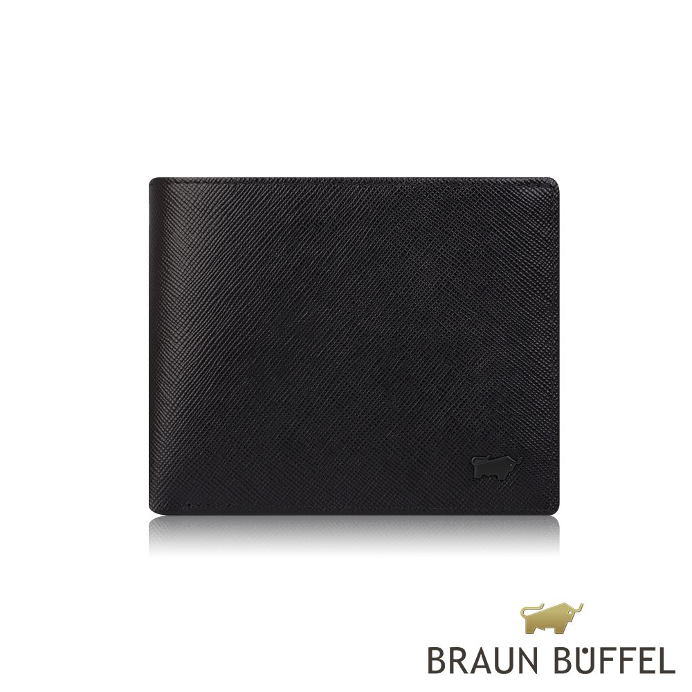 BRAUN BUFFEL 德國小金牛 台灣總代理洛菲諾P-II 5卡透明窗皮夾-黑色/BF347-316-BK