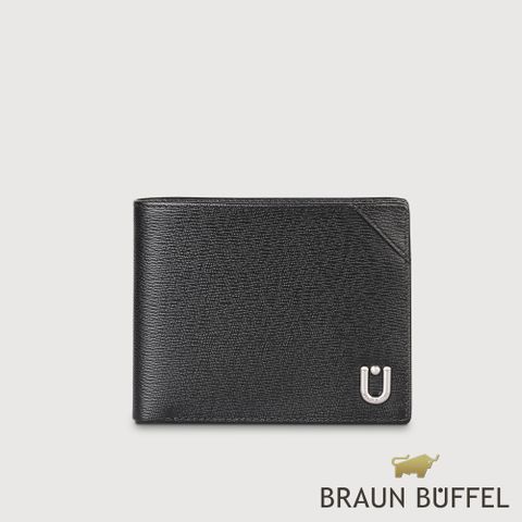 BRAUN BUFFEL 德國小金牛 台灣總代理 斯萊特 12卡中間翻透明窗短夾-黑色/BF552-317-BK