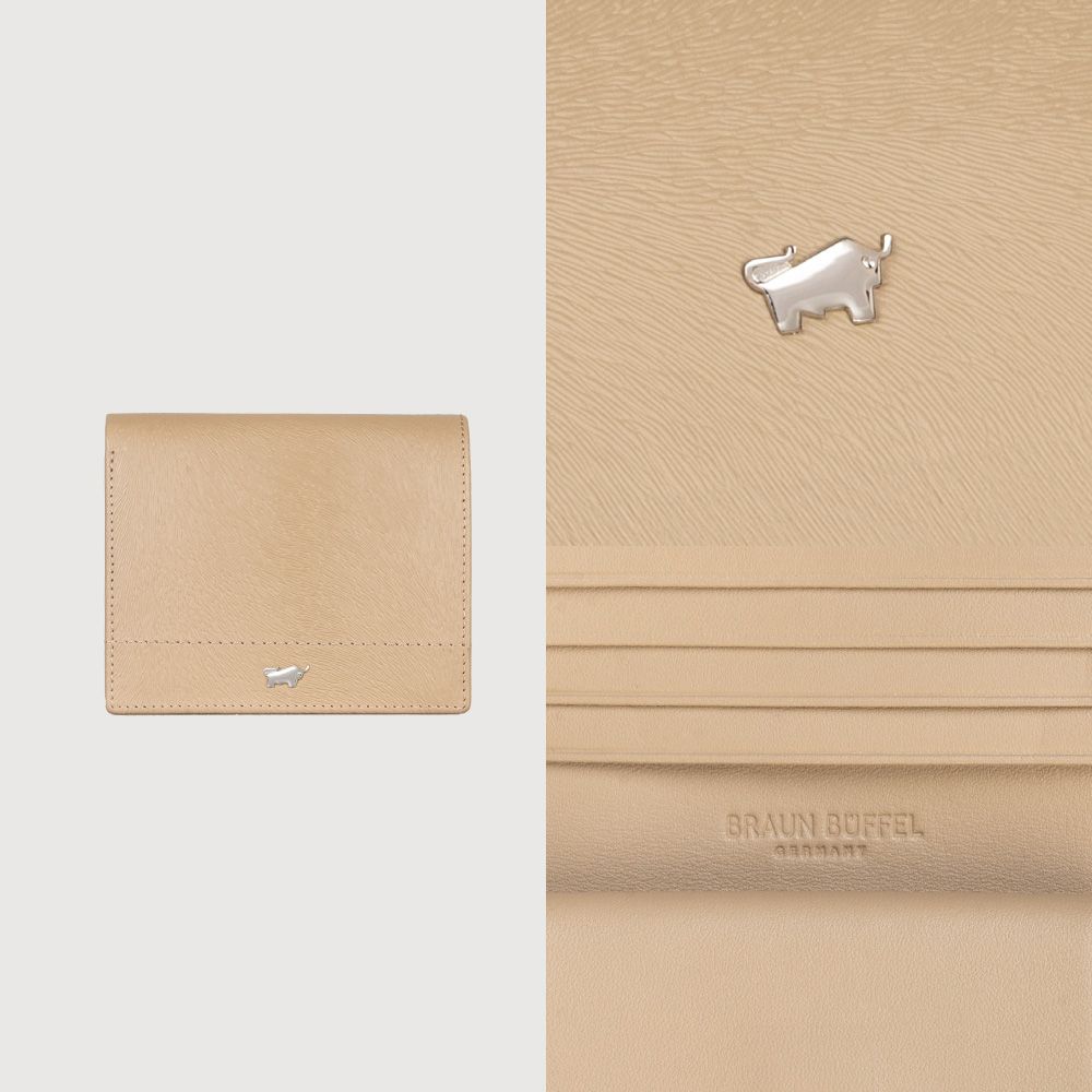 BRAUN BUFFEL 德國小金牛 台灣總代理 依雅娜 4卡兩折短夾-奶茶棕/BF853-401-SVM