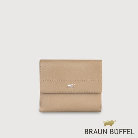 BRAUN BUFFEL 德國小金牛 台灣總代理 依雅娜 8卡兩折短夾-奶茶棕/BF853-404-SVM