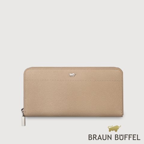 BRAUN BUFFEL 德國小金牛 台灣總代理 依雅娜 8卡拉鍊長夾-奶茶棕/BF853-602-SVM