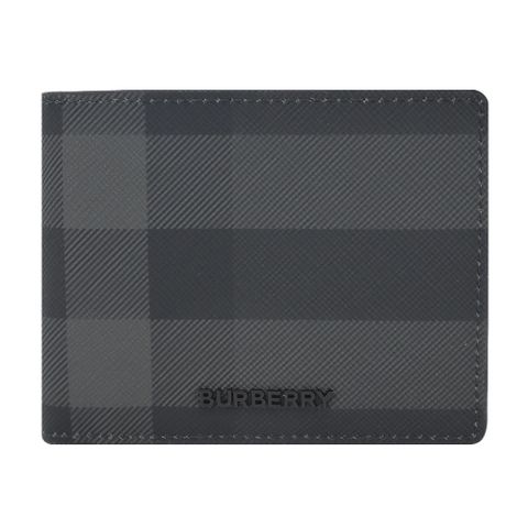 BURBERRY經典格紋帆布6卡對開短夾(炭灰色)