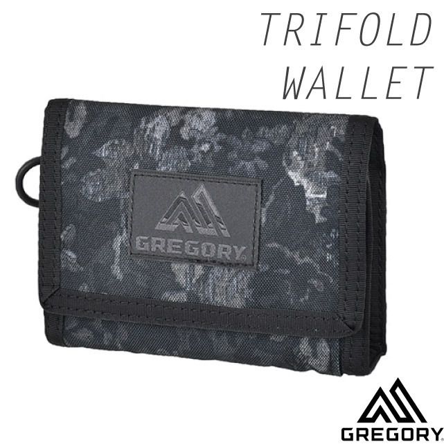 Gregory 美國 TRIFOLD WALLET 三折式皮夾.短夾.零錢包.鈔票夾.證件袋/RFID防盜訊息阻隔/135129-7535 闇黑印花