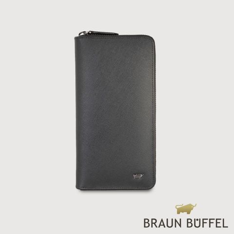 BRAUN BUFFEL 德國小金牛 德國小金牛 至尊系列 23卡拉鍊長夾-黑色/BF536-305-BK