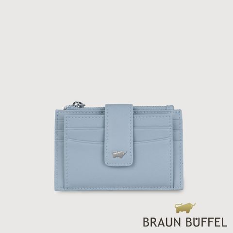 【BRAUN BUFFEL 德國小金牛】台灣總代理 維那斯-B系列 拉鍊零錢袋卡夾-淡藍色/BF849-145-CBL