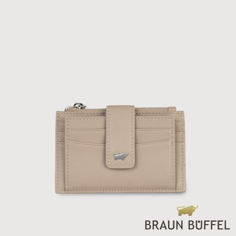 【BRAUN BUFFEL 德國小金牛】台灣總代理 維那斯-B系列 拉鍊零錢袋卡夾-奶茶棕/BF849-145-SVM