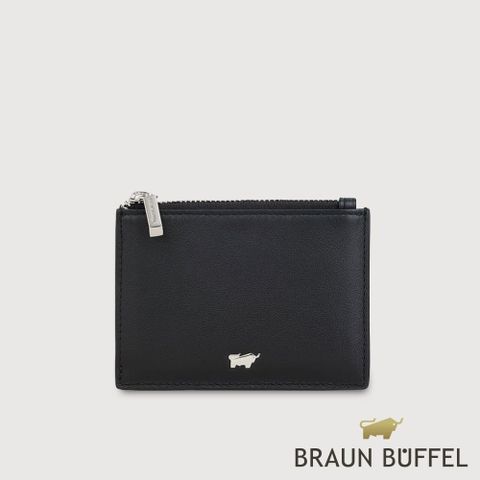 【BRAUN BUFFEL 德國小金牛】台灣總代理 維那斯-B系列 拉鍊零錢包-黑色/BF849-163-BK
