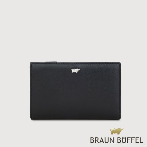 【BRAUN BUFFEL 德國小金牛】台灣總代理 維那斯-B系列 11卡兩折中夾-黑色/BF849-502-BK