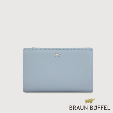 【BRAUN BUFFEL 德國小金牛】台灣總代理 維那斯-B系列 11卡兩折中夾-淡藍色/BF849-502-CBL
