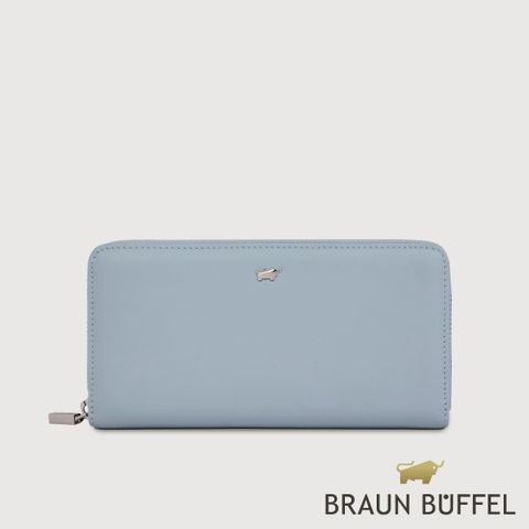 【BRAUN BUFFEL 德國小金牛】台灣總代理 維那斯-B系列 13卡拉鍊長夾-淡藍色/BF849-602-CBL