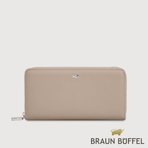 BRAUN BUFFEL 德國小金牛 台灣總代理 維那斯-B系列 13卡拉鍊長夾-奶茶棕/BF849-602-SVM