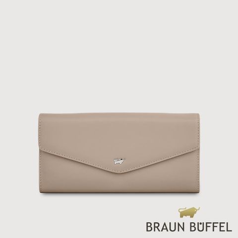 BRAUN BUFFEL 德國小金牛 台灣總代理 維那斯-B系列 12卡兩折長夾-奶茶棕/BF849-621-SVM