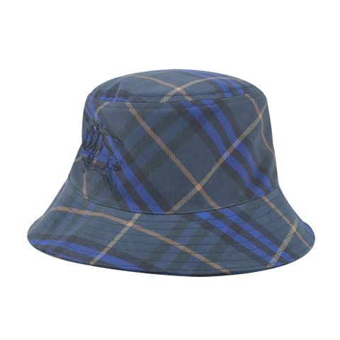 BURBERRY 格紋斜紋布漁夫帽(午夜藍)