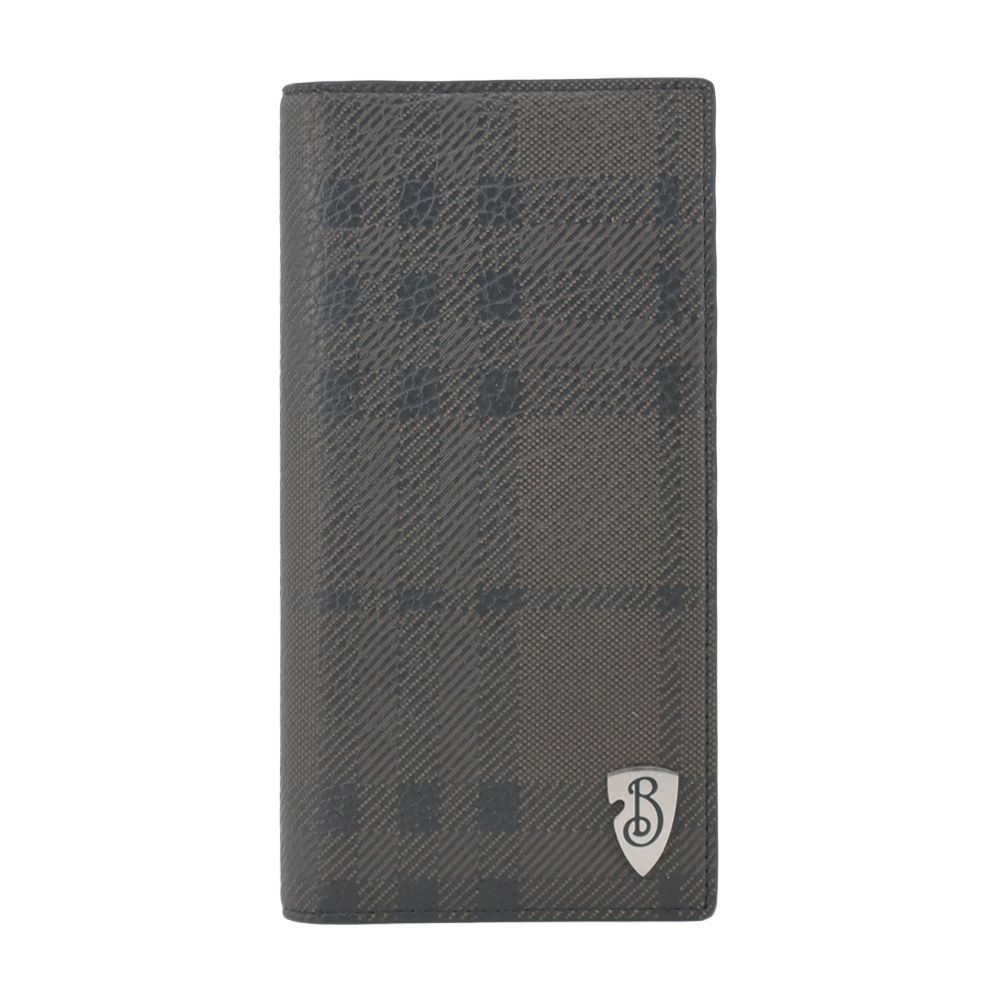 BURBERRY 巴寶莉 盾形格紋小牛皮對開長夾(咖啡)
