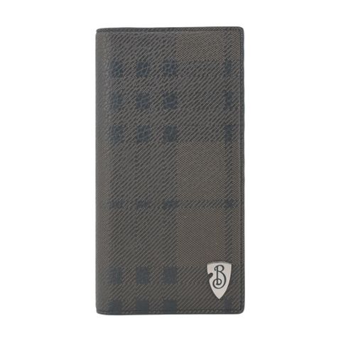 BURBERRY 盾形格紋小牛皮對開長夾(咖啡)