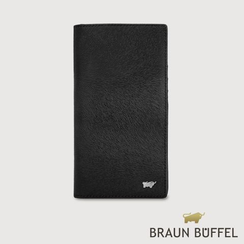 【BRAUN BUFFEL 德國小金牛】台灣總代理 阿格馬林 15卡兩折長夾-黑色/BF560-631-BK