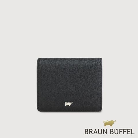 【BRAUN BUFFEL 德國小金牛】台灣總代理 維那斯-C 3卡兩折短夾-黑色/BF868-401-BK