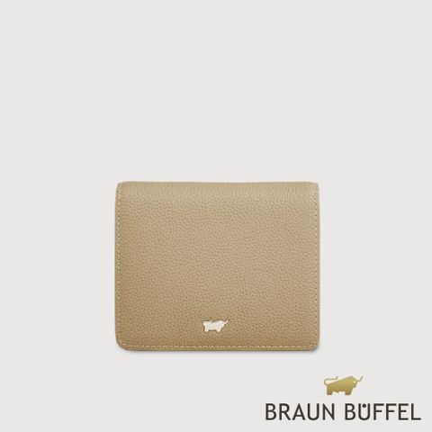 【BRAUN BUFFEL 德國小金牛】台灣總代理 維那斯-C 3卡兩折短夾-淺棕色/BF868-401-CR