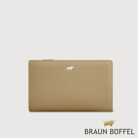 【BRAUN BUFFEL 德國小金牛】台灣總代理 維那斯-C 11卡兩折中夾-淺棕色/BF868-502-CR