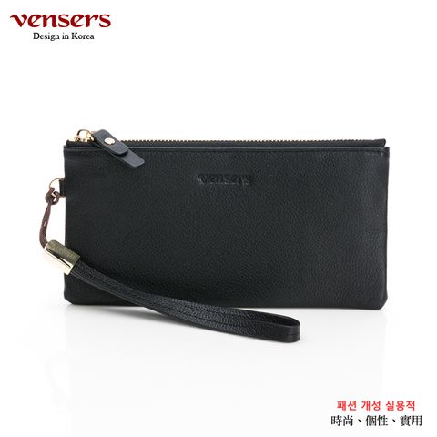 【vensers】牛皮潮流個性皮夾~(TC600601黑色長夾)
