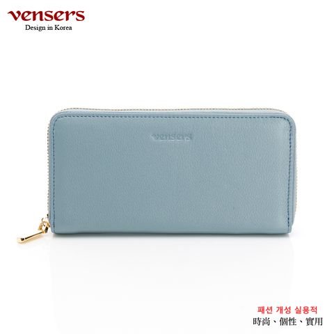 【vensers】牛皮潮流個性皮夾~(TH334901淺藍長夾)