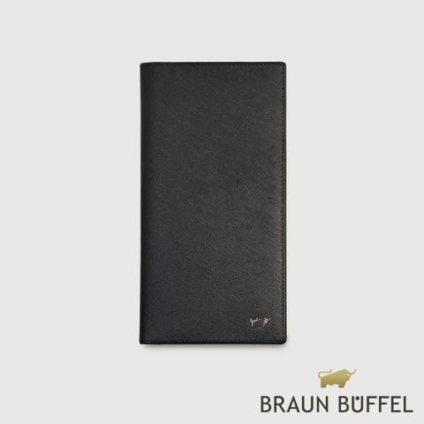【BRAUN BUFFEL】德國小金牛 至尊系列 14卡薄型長夾-黑色/BF536-322-BK