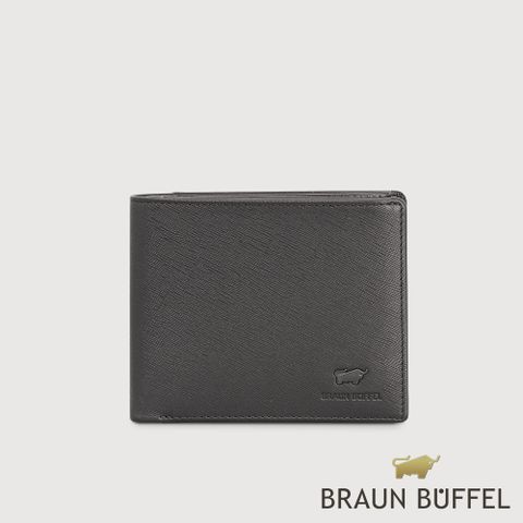 【BRAUN BUFFEL 德國小金牛】台灣總代理 艾康-A 5卡零錢袋皮夾-黑色/BF571-315-BK