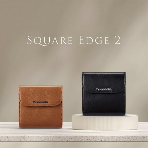 Crocodile 鱷魚牌 三折短夾 小錢包 壓釦零錢袋 植鞣革Square Edge 2.0系列-0103-11503