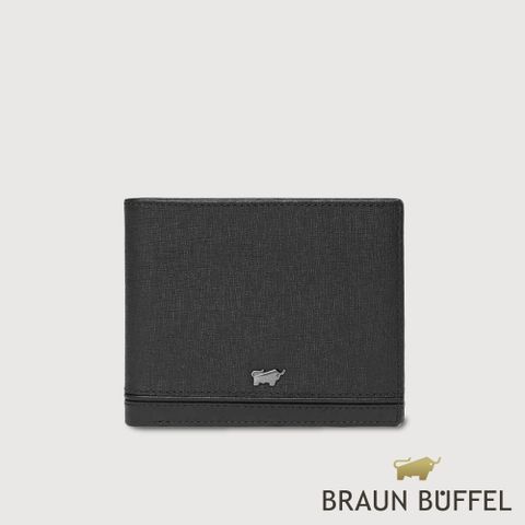 【BRAUN BUFFEL 德國小金牛】台灣總代理 維克多-D 4卡零錢袋皮夾-黑色/BF512-315-BK