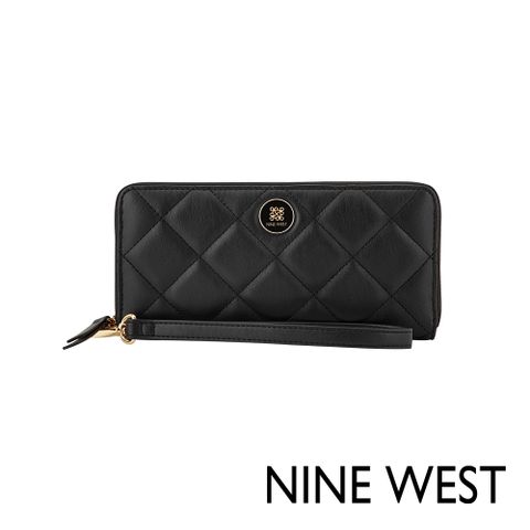 NINE WEST HALEEMA 菱格紋手掛式長夾-黑色(5756146)