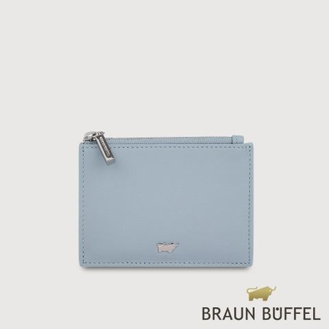 【BRAUN BUFFEL 德國小金牛】台灣總代理 維那斯-B系列 拉鍊零錢包-淡藍色/BF849-163-CBL