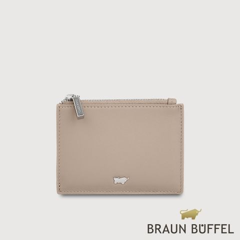 BRAUN BUFFEL 德國小金牛 台灣總代理 維那斯-B系列 拉鍊零錢包-奶茶棕/BF849-163-SVM