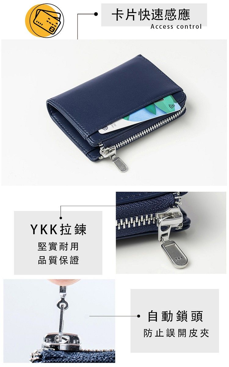 YKK拉鍊堅實耐用品質保證卡片快速感應Access control自動鎖頭防止誤開皮夾