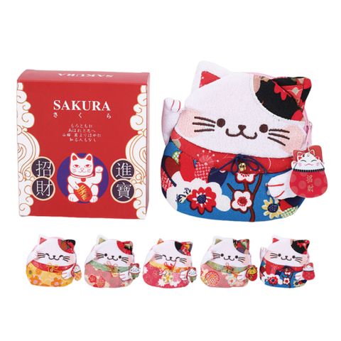 【Sayaka紗彌佳】喜氣盒裝-謹賀新年 日本開運福氣招財貓立體造型 拉鍊零錢包 收納包