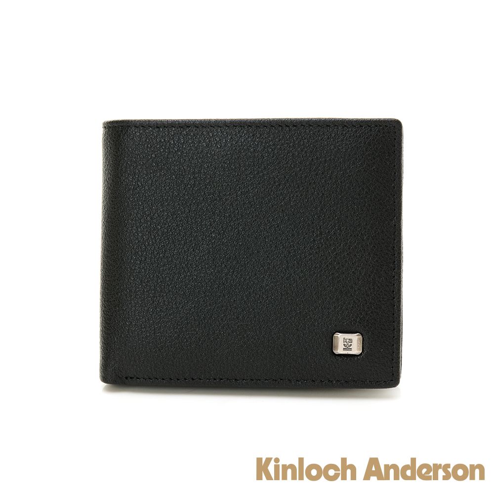 Kinloch anderson 金安德森 Hilbert 牛皮左右翻單窗式短夾-神秘黑