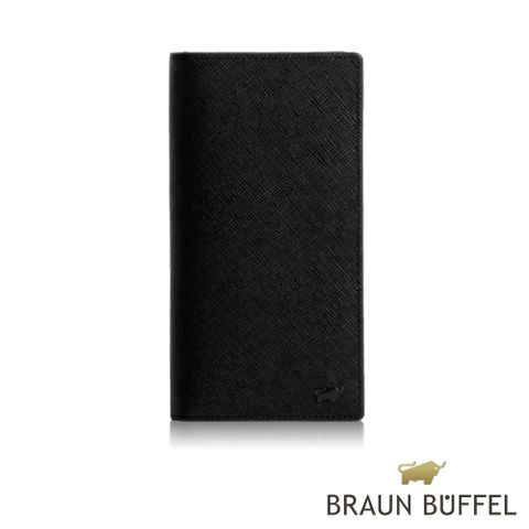 指定卡最高享11%【BRAUN BUFFEL 德國小金牛】台灣總代理洛菲諾P-II 15卡透明窗長夾-黑色/BF347-301-BK